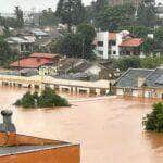 Cidade de Lajeado inundada devido as fortes chuvas. Foto: Arquivo Pessoal/Divulgação