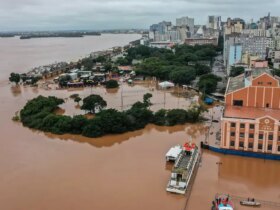 Porto Alegre, 03/05/2024, Rio Guaíba, usina do gasômetro, em Porto Alegre após chuva intensa. Foto: Gilvan Rocha/Agência Brasil