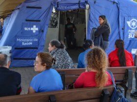 Canoas (RS), 21/05/2024 – CHUVAS/ RS - ABRIGO - Abrigo para pessoas atingidas pela enchente, na ULBRA, em Canoas. - Hospital de Campanha da Força Nacional do SUS, montado na ULBRA. Foto: Rafa Neddermeyer/Agência Brasil