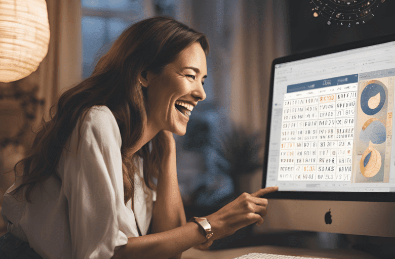 Mulher olhando para o Calendário Lunar