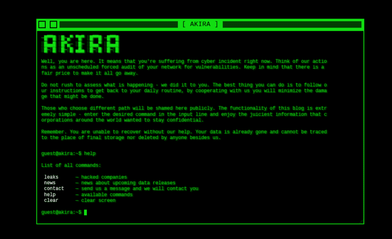 akira ransomware print