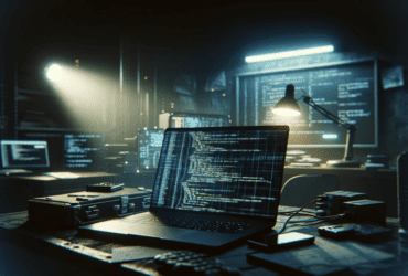 Notebook trabalhando sem interferência humana