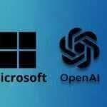 Microsoft e OpenAI em fundo gradiente