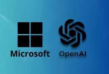 Microsoft e OpenAI em fundo gradiente