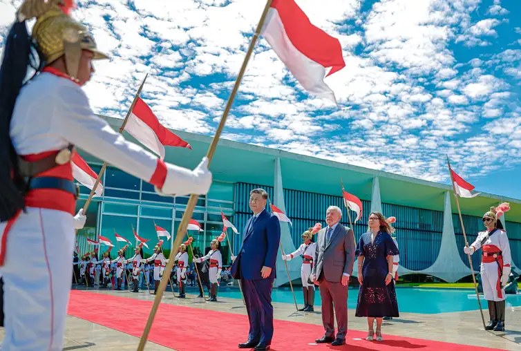 20.11.2024 - Presidente da República, Luiz Inácio Lula da Silva, durante a Cerimônia oficial de chegada do Presidente da República Popular da China, Xi Jinping, por ocasião de sua Visita de Estado ao Brasil, no Palácio do Planalto - DF. Foto: Ricardo Stuckert/PR