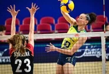Capitã Gabi no ataque: Brasil vence Alemanha por 3 sets a 1 - 10º triunfo seguindo na Liga das Nações de Volêi Feminino, em 13/06/2024