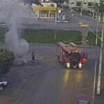 Bombeiros extinguem incêndio em veículo em Primavera do Leste