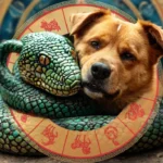 Cão e cobra verde