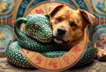 Cão e cobra verde