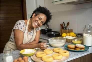 Mulher fazendo rosquinha
