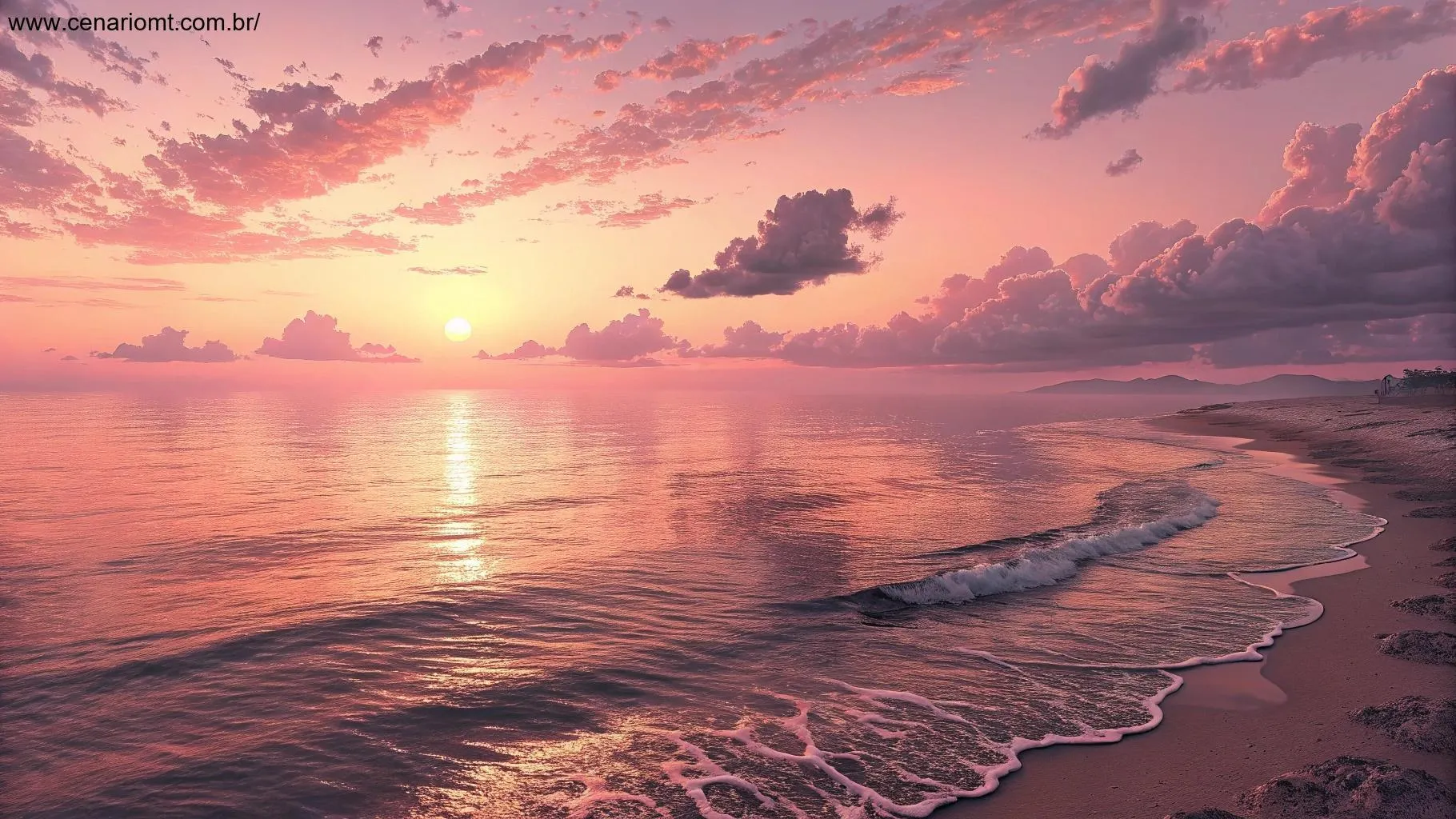 Pôr do sol tranquilo sobre o oceano, simbolizando conclusão e paz.