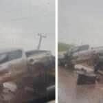 Vídeo mostra colisão durante chuva na rodovia; PRF controla o trânsito no local 