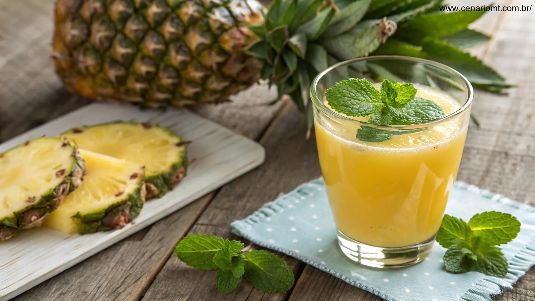 Benefícios do Suco de Abacaxi com Hortelã.