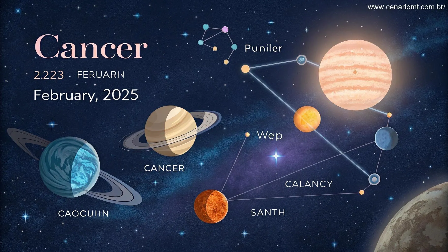 O impacto dos planetas sobre Câncer no dia 03 de fevereiro de 2025.