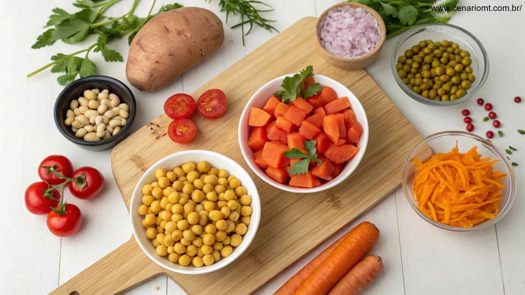Opções para variar o curry de grão-de-bico com vegetais adicionais