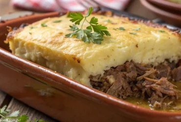 Receita de Escondidinho de Carne Seca com Purê de Mandioca
