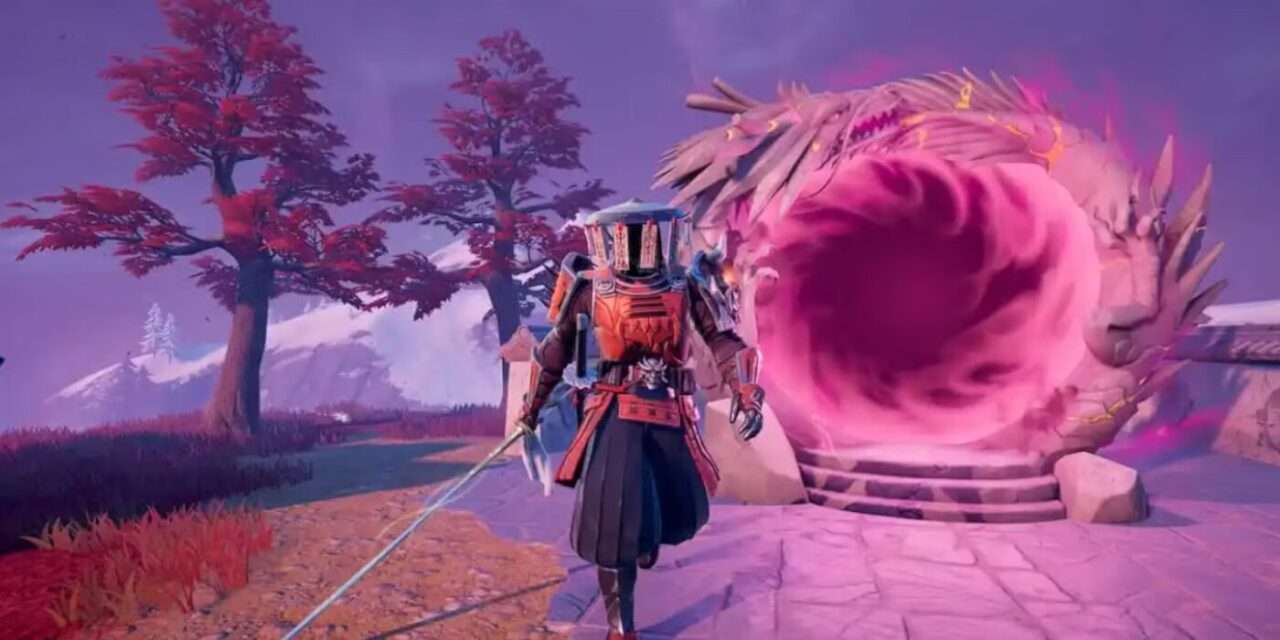 Onde Encontrar Shogun X e Shogun's Arena em Fortnite 2 shogun-x-with-a-teleporter-in-the-background-in-fortnite