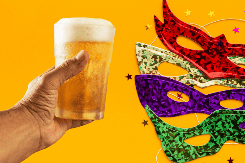 Foto de Carnaval, Imagem de Carnaval, Máscara de carnaval, copo de Cerveja