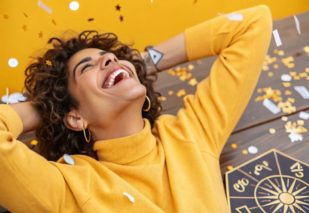 Esses 3 signos irão sorrir de felicidade nesta quarta-feira 88 Uma Mulher feliz brilhando de felicidade
