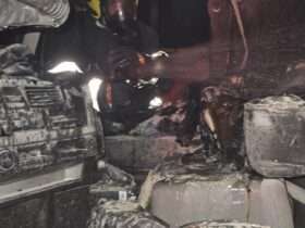 Caminhão pega fogo e mobiliza Corpo de Bombeiros em Lucas do Rio Verde