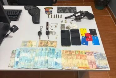 Polícia flagra dupla com drogas, arma e dinheiro em bar de Poconé