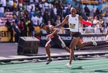 Um dia após vencer os 400m com barreiras, Alison dos Santos ganhar os 400m rasos em Kingston - em 06/04/2025