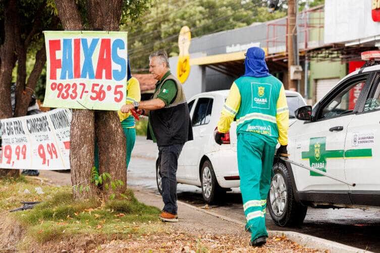 Cuiaba intensifica fiscalizacao contra publicidade irregular em areas publicas