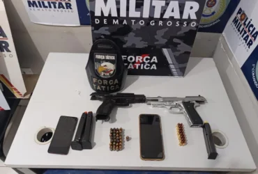 Dupla é presa com armas de fogo e 45 munições em Mato Grosso