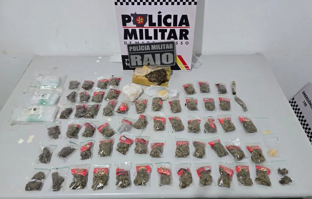 Polícia Militar apreende 65 porções de drogas em Tangará da Serra