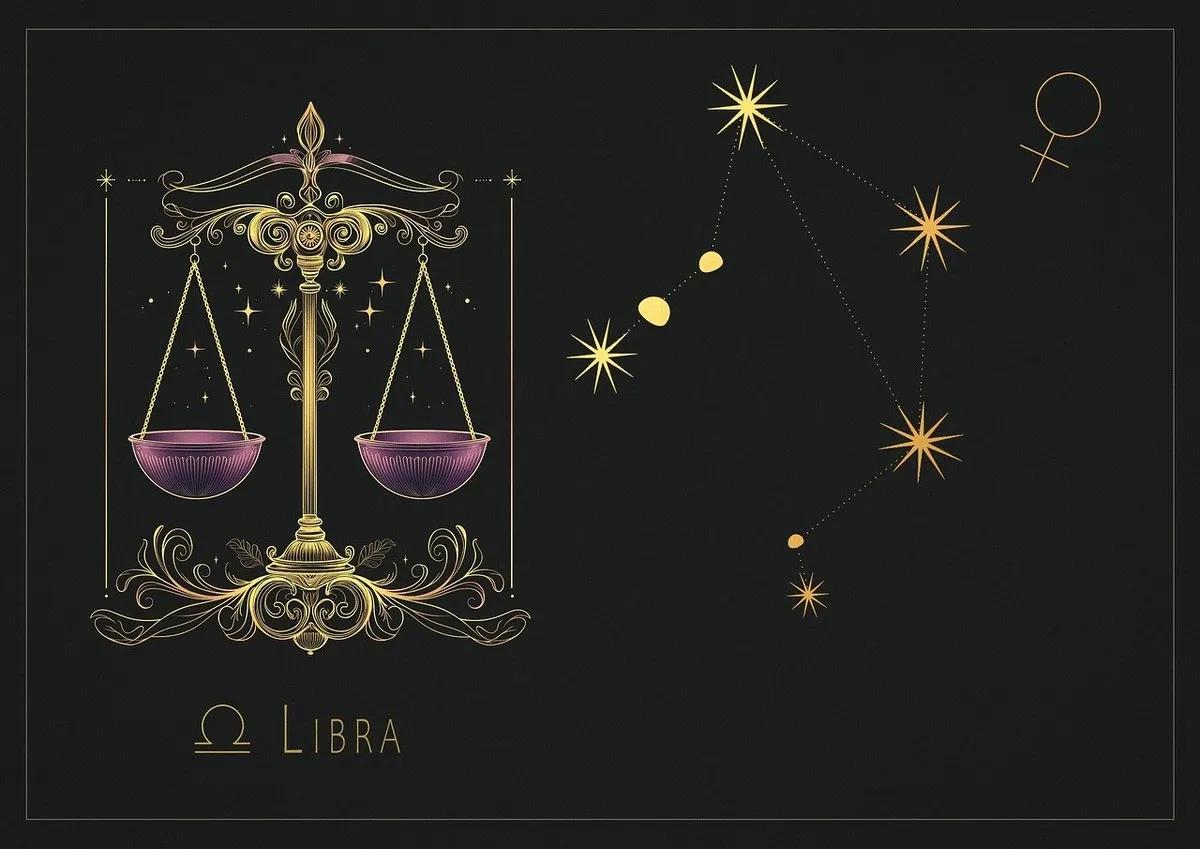 Libra: novas conexões e equilíbrio pessoal em destaque. Libra em ambiente leve, cercado de arte e natureza, simbolizando conexões afetivas e crescimento pessoal.
