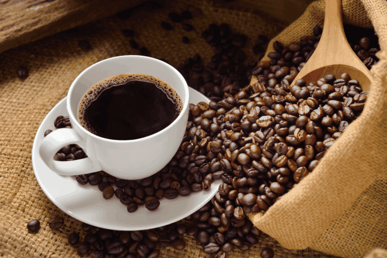 cafe xicara graos de cafe