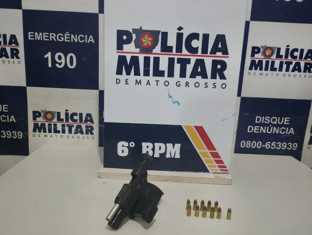 Polícia Militar apreende pistola com 11 munições durante abordagem em Cáceres