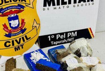 Policias Militar e Civil prendem membro de faccao por trafico e apreendem 47 quilos de drogas em Tapurah