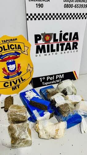 Policias Militar e Civil prendem membro de faccao por trafico e apreendem 47 quilos de drogas em Tapurah