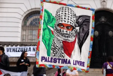 Protesto pede rompimento do Brics com Israel no Rio
