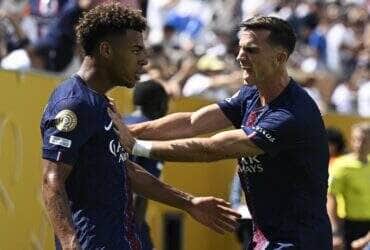 Jogadores do PSG festejam gol contra o Real. Imagem: PSG divulgação