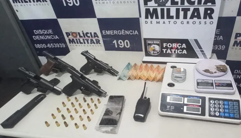 Força Tática prende faccionado com arsenal e drogas em Cáceres