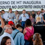 O governador Mauro Mendes, durante a entrega do gasoduto
