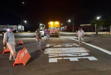 Transito de Sinop realiza mais de 90 mil metros de pintura de sinalizacao horizontal este ano