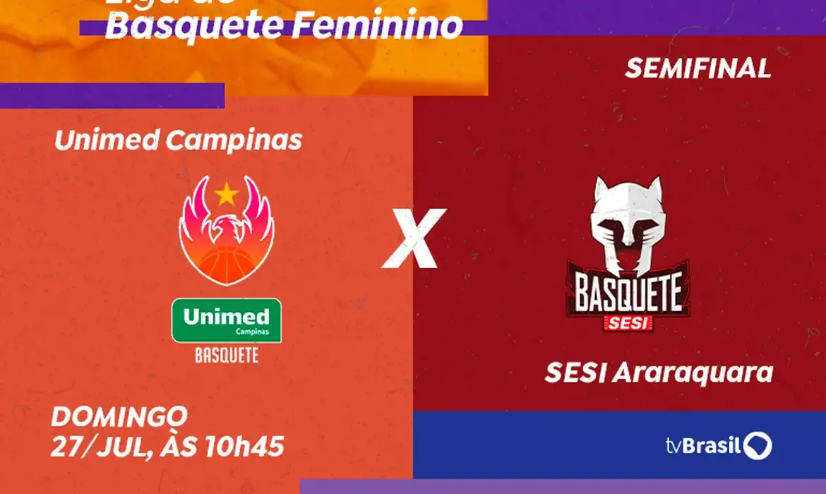 TV Brasil exibe duelo entre Unimed Campinas e Sesi Araraquara pela Liga de Basquete Feminino.