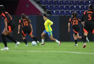 Equador, 25/07/2025 - Lance de jogo entre Brasil e Colômbia válido pela Copa América de futebol feminino. Foto: Lívia Villas Boas/CBF