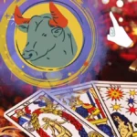 Imagem do signo de Touro e cartas de tarot com informações do horóscopo diário. Créditos: cenariomt / Instagram