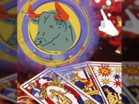 Imagem do signo de Touro e cartas de tarot com informações do horóscopo diário. Créditos: cenariomt / Instagram