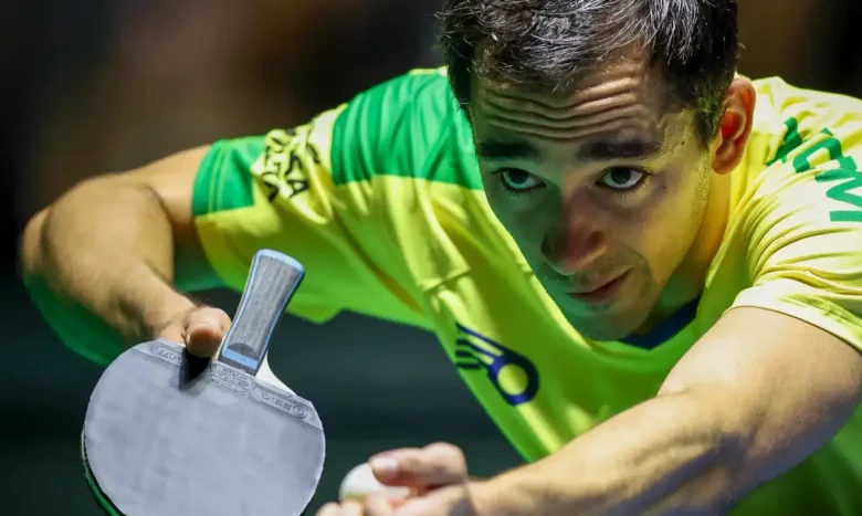 Brasília (DF), 02/08/2025 - Hugo Calderano vence de virada e garante Brasil nas quartas. Foto: Abelardo Mendes Jr./Calderano TM