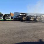 Incendio em garagem de onibus nao afeta transporte coletivo de Cuiaba