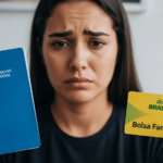 Mulher segurando cartao do bolsa família