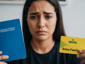 Mulher segurando cartao do bolsa família