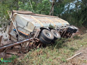Pneu de carreta estoura e motorista de 45 anos morre em capotamento na BR 174 em Mato Grosso