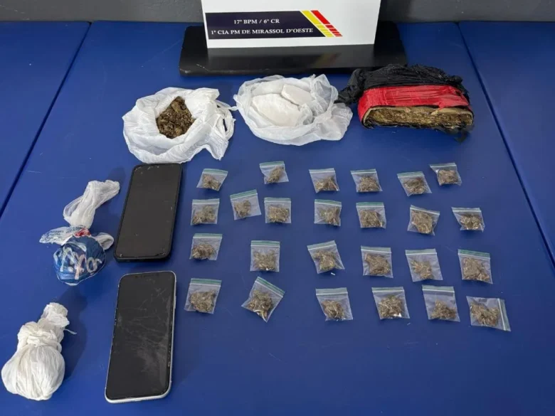 Polícia Militar apreende drogas e prende quatro suspeitos em Mirassol d’Oeste