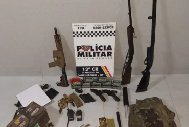 Polícia prende faccionados com arsenal de armas e mais de 300 munições em Campinápolis